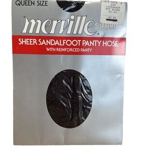 Vintage tights Panty Hose New Queen Merville Sheer Sandalfoot 3X/4X Off Black
